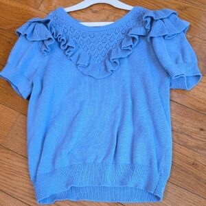 Janie and Jack Blue Ruffle Sweater